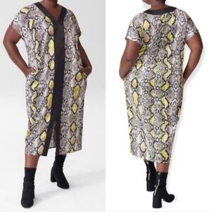 Universal Standard Samantha Caftan Dress Python Snake Maxi Pockets Size 2XL